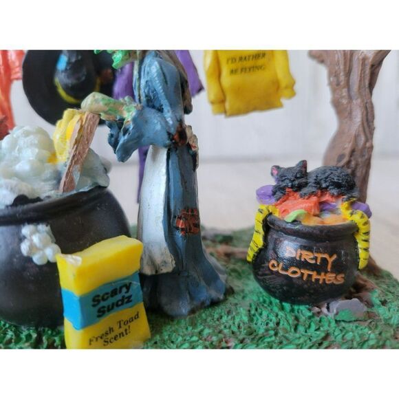 Lemax witch laundry day washing Halloween dirty clothes scary suds village tree - Picture 4 of 10